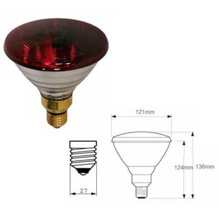 Storų sienelių infraraudonųjų spindulių lemputė PHILIPS PAR38 E27/150W/230V