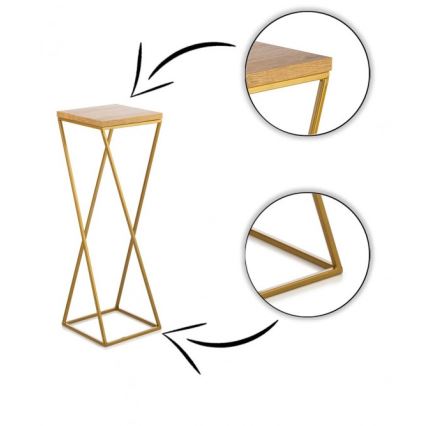 Stovas gėlėms LOFT 70x24 cm auksinė/ruda