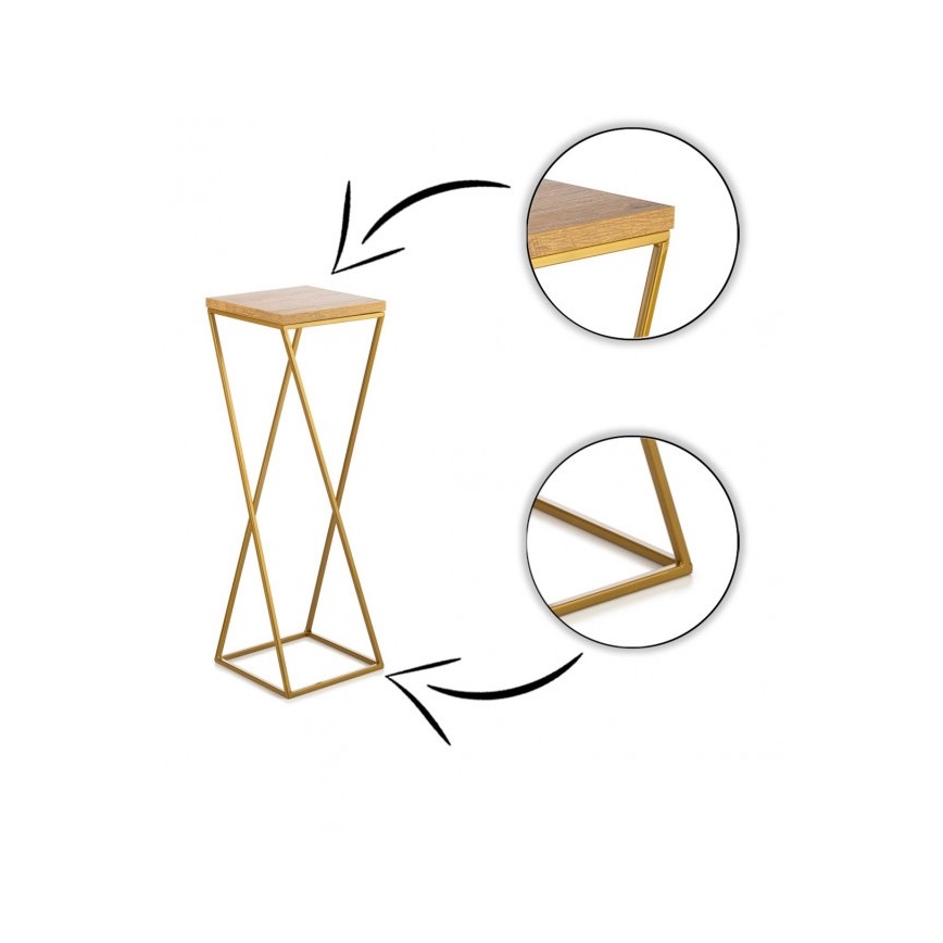 Stovas gėlėms LOFT 70x24 cm auksinė/ruda
