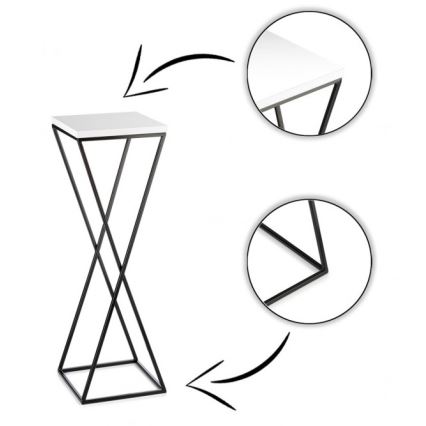 Stovas gėlėms LOFT 70x24 cm juoda/balta