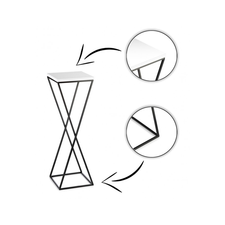 Stovas gėlėms LOFT 70x24 cm juoda/balta