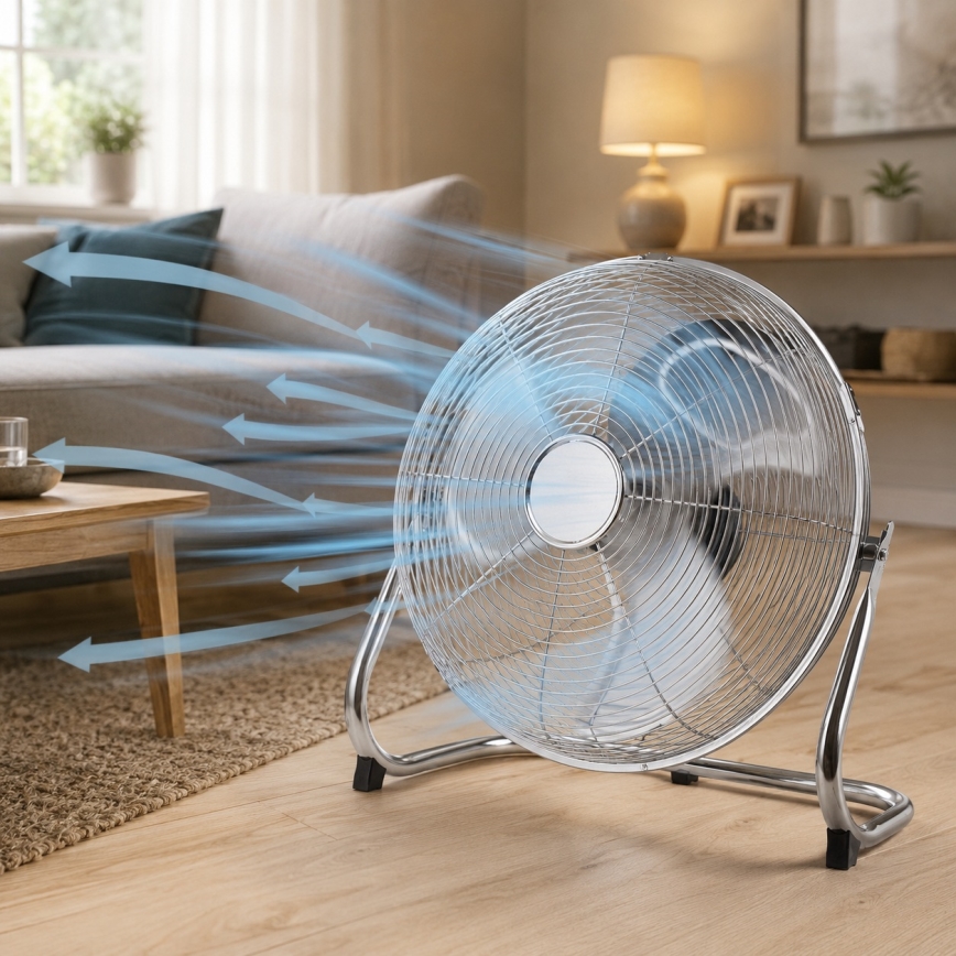 Stovintis ventiliatorius 140 W/230 V, skersmuo 45 cm, blizgus chromas