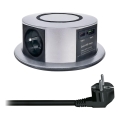 Stulpelis su lizdais stalviršiui su belaidžiu Qi įkrovimu 3x230V + 1xUSB-A + 1xUSB-C sidabrinės/juodos spalvos