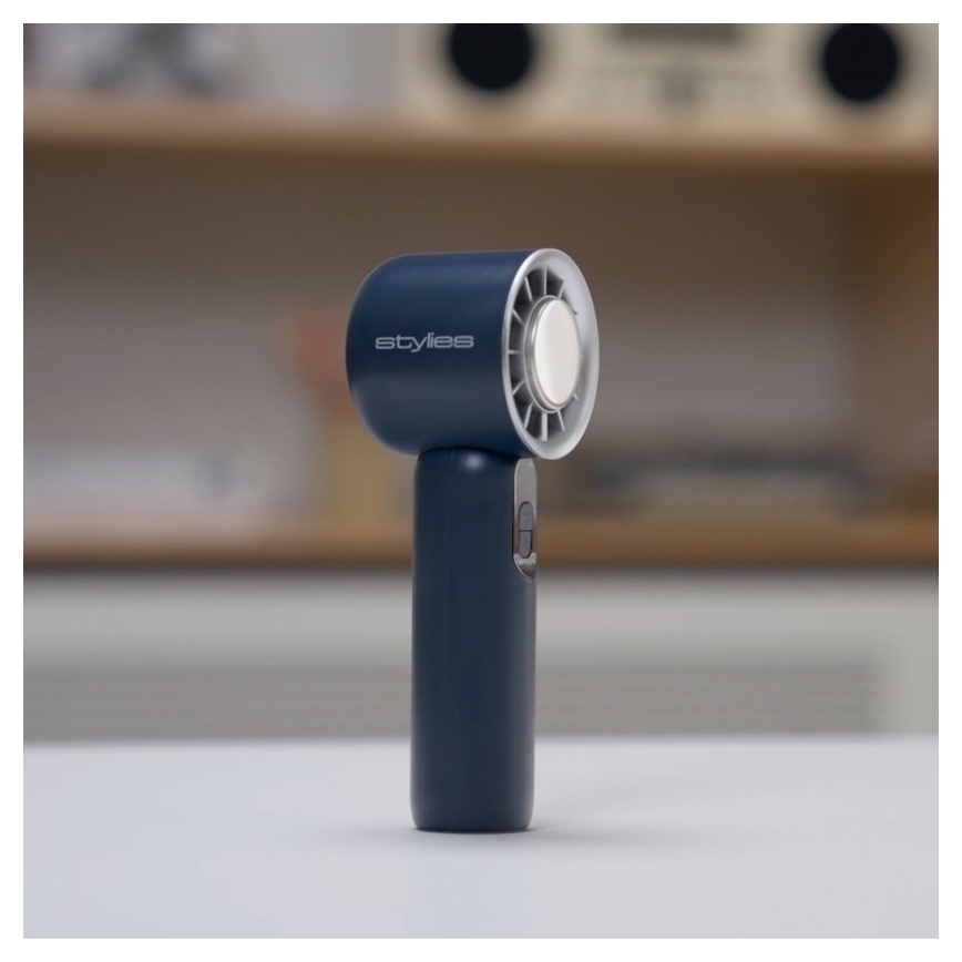 Stylies - Įkraunamas rankinis ventiliatorius LACERTI 8W/5V 3000 mAh mėlynas