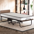 Sulankstoma metalinė viengulė lova su čiužiniu HERON 80x190 cm balta