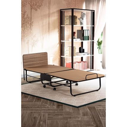 Sulankstoma metalinė viengulė lova su čiužiniu HERON 80x190 cm balta