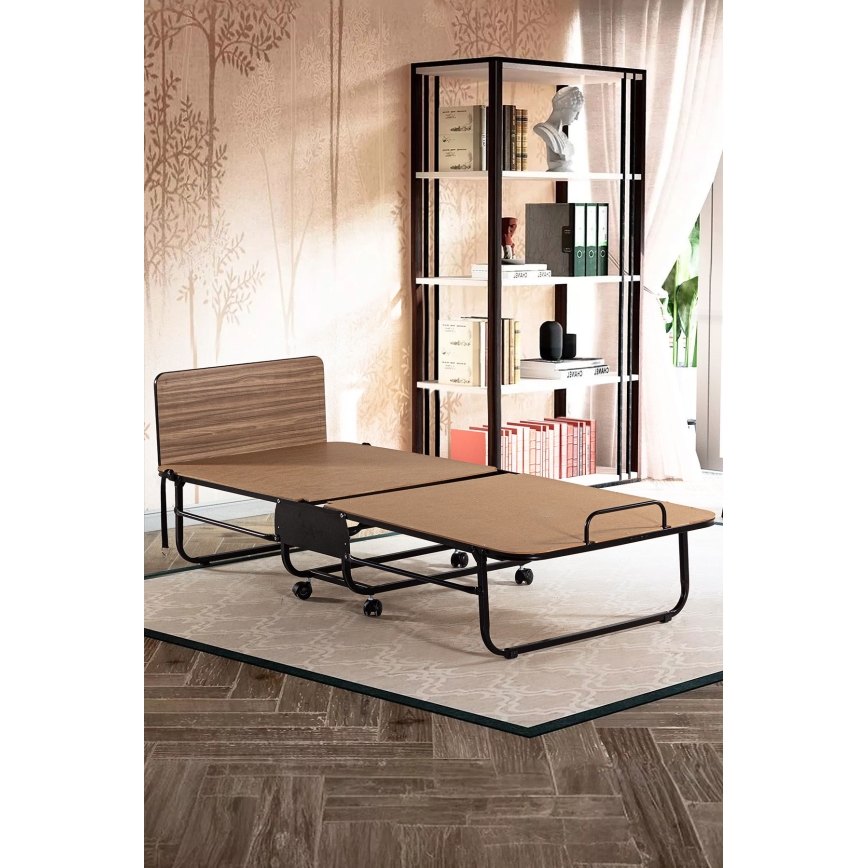 Sulankstoma metalinė viengulė lova su čiužiniu HERON 80x190 cm balta