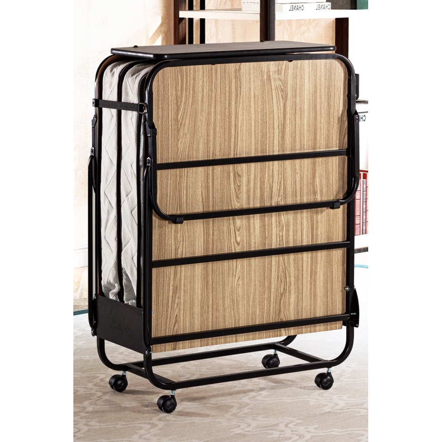 Sulankstoma metalinė viengulė lova su čiužiniu HERON 80x190 cm balta