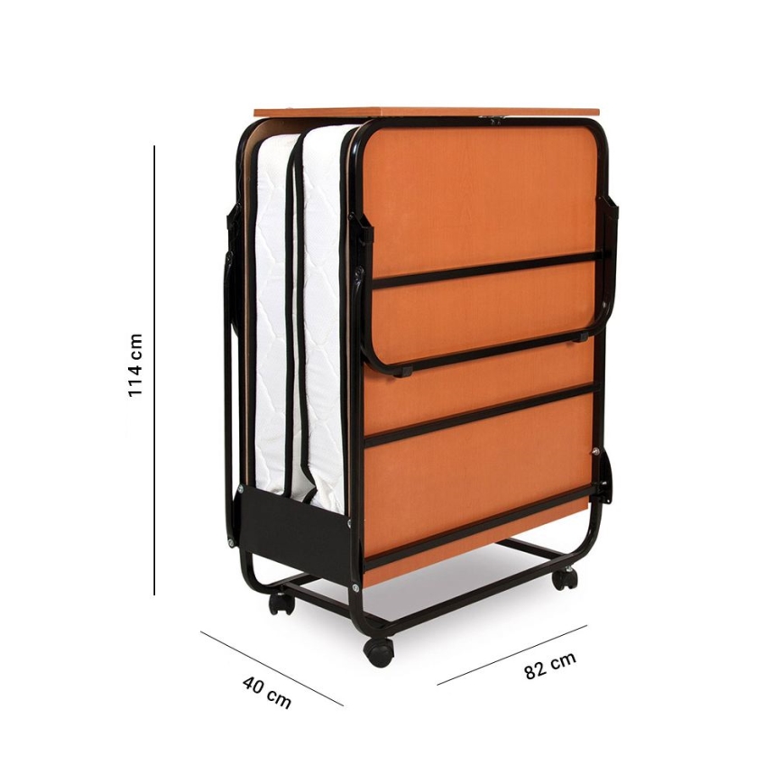 Sulankstoma metalinė viengulė lova su čiužiniu HERON 80x190 cm balta