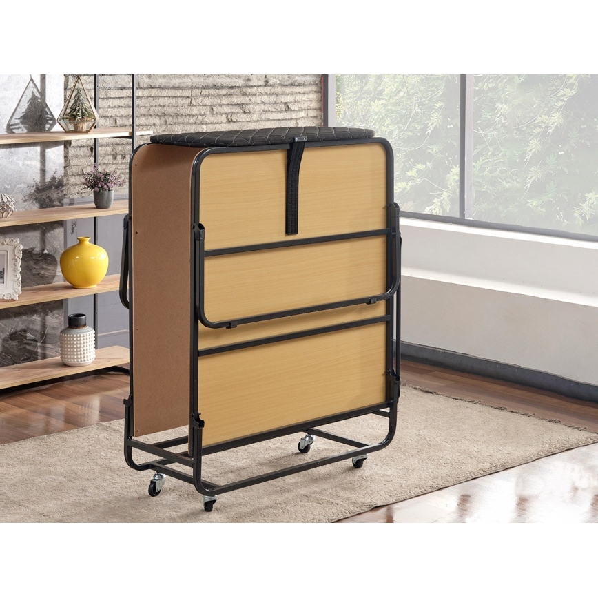 Sulankstoma metalinė vienvietė lova su čiužiniu HERON 90x204 cm balta