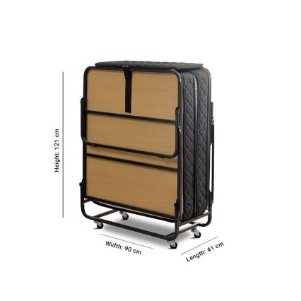 Sulankstoma metalinė vienvietė lova su čiužiniu HERON 90x204 cm balta