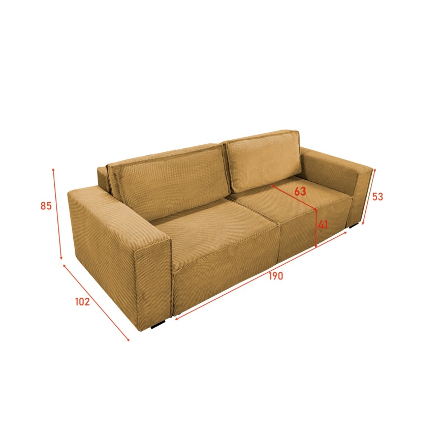 Sulankstoma sofa su sandėliavimo vieta RONDA oranžinė