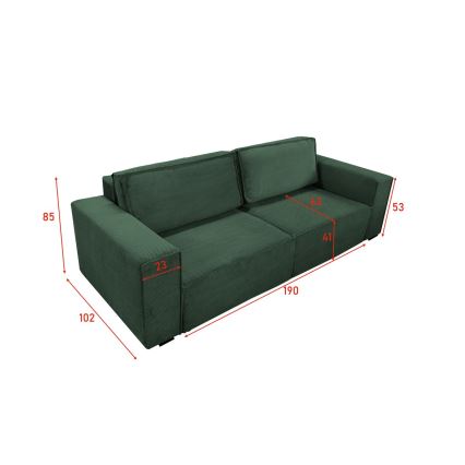 Sulankstoma sofa su sandėliavimo vieta RONDA žalia