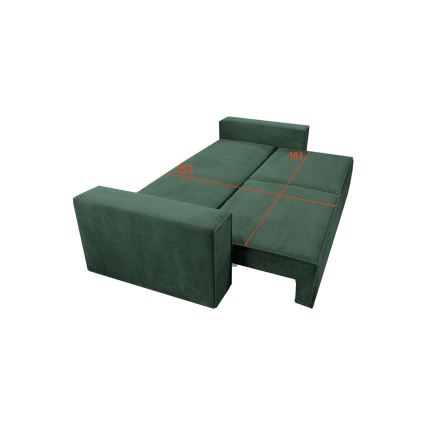 Sulankstoma sofa su sandėliavimo vieta RONDA žalia