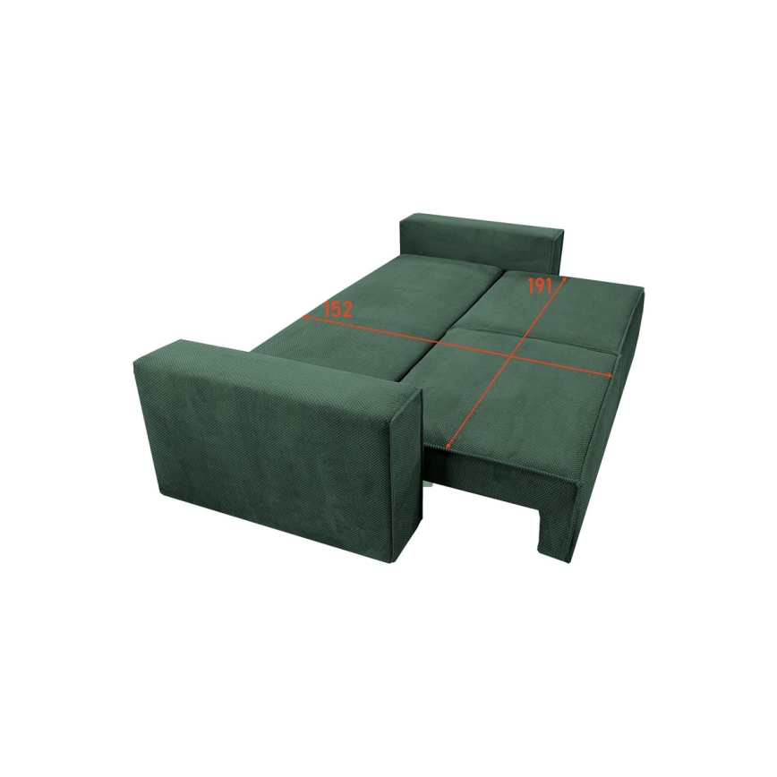 Sulankstoma sofa su sandėliavimo vieta RONDA žalia