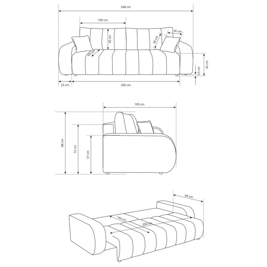 Sulankstoma trijų vietų sofa DESIO smėlio spalva