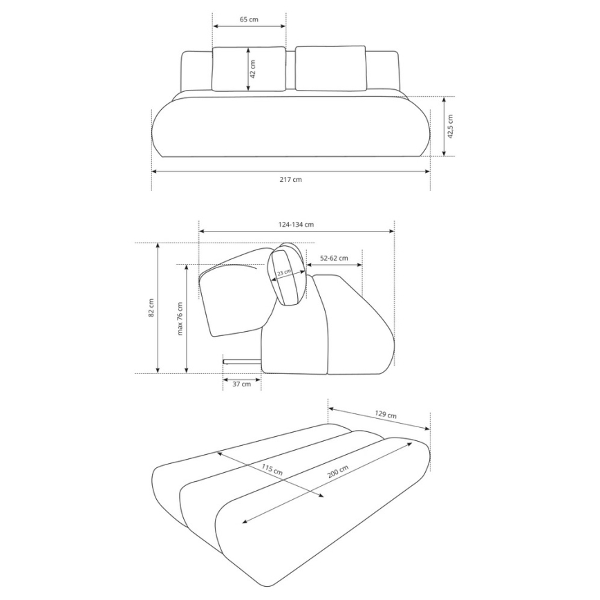 Sulankstoma trijų vietų sofa FANO ruda