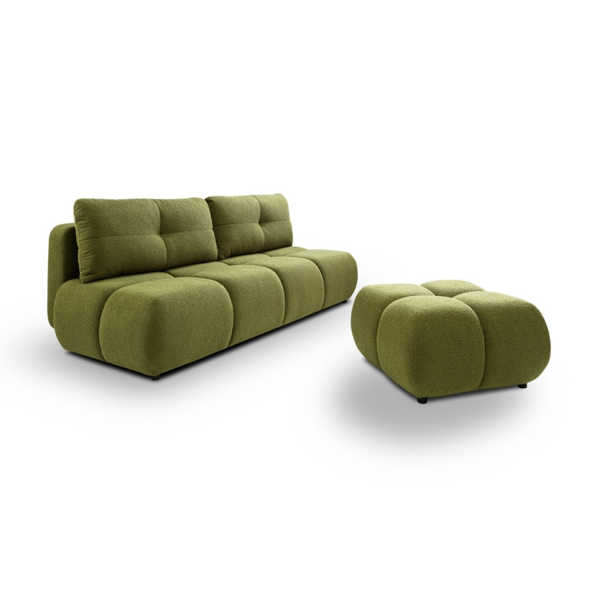 Sulankstoma trijų vietų sofa su sandėliavimo vieta NUORO žalia