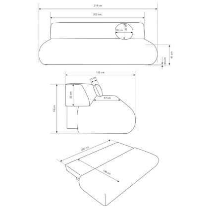 Sulankstoma trijų vietų sofa su sandėliavimo vieta PRATO smėlio spalva