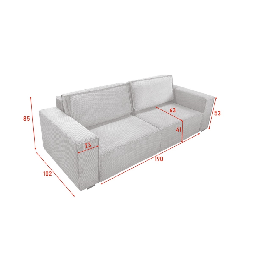 Sulankstoma trijų vietų sofa su sandėliavimo vieta RONDA smėlio spalva