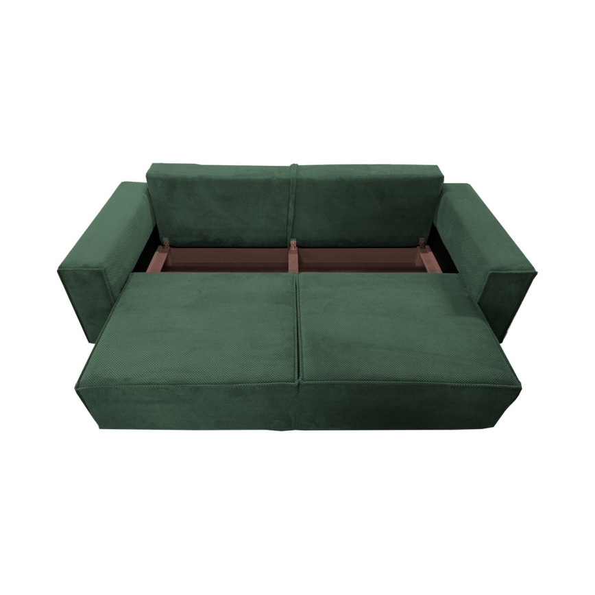 Sulankstoma trijų vietų sofa su sandėliavimo vieta RONDA žalia