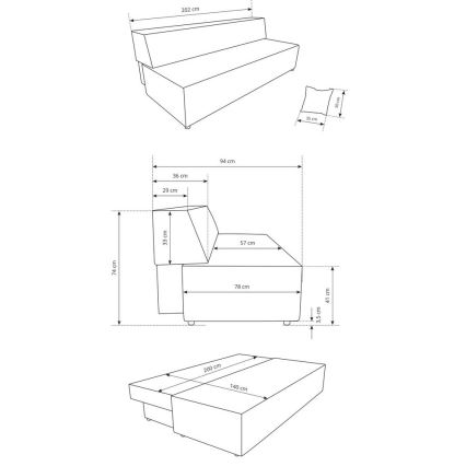 Sulankstoma trijų vietų sofa su sandėliavimo vieta TERAMO smėlio spalva