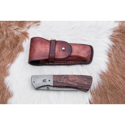 Sulankstomas Damasko peilis 8 cm ironwood