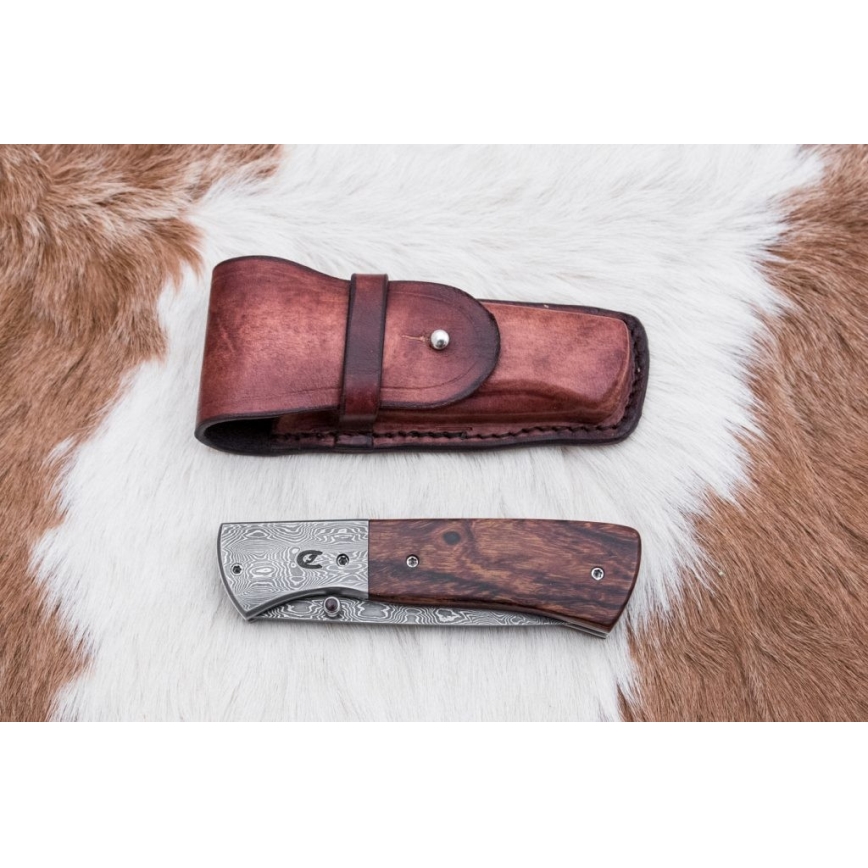 Sulankstomas Damasko peilis 8 cm ironwood