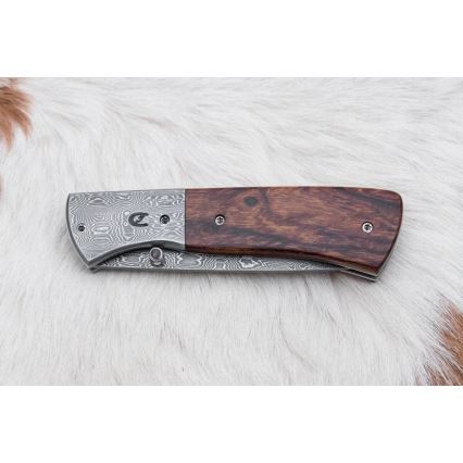 Sulankstomas Damasko peilis 8 cm ironwood