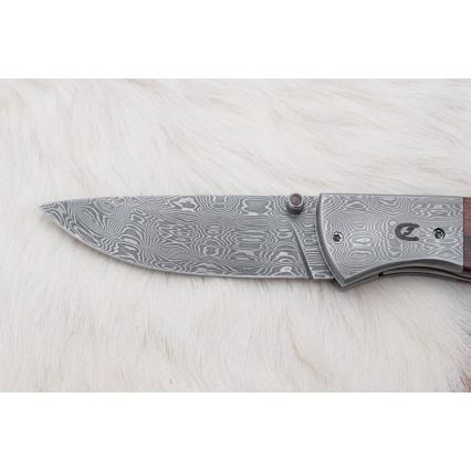 Sulankstomas Damasko peilis 8 cm ironwood