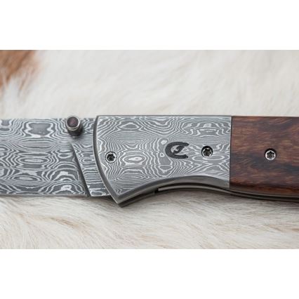 Sulankstomas Damasko peilis 8 cm ironwood