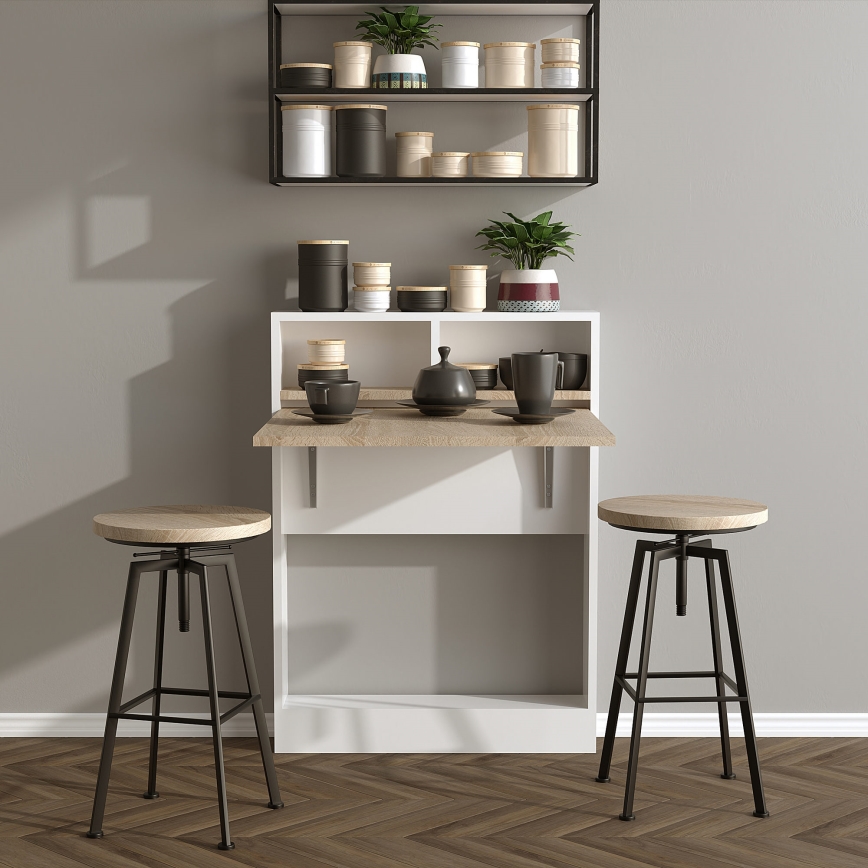 Sulankstomas stalas BRACKED 96x70 cm baltas/rudas