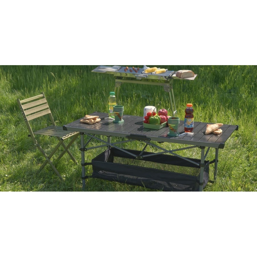 Sulankstomas stovyklavimo stalas 123x55cm antracitas