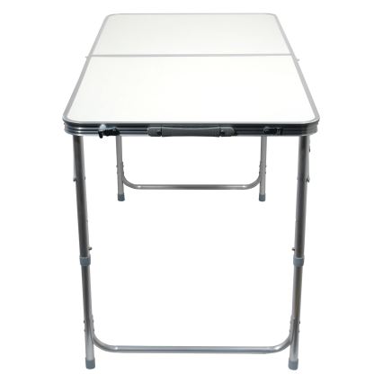 Sulankstomas stovyklavimo stalas + 4x kėdė balta/matinis chromas