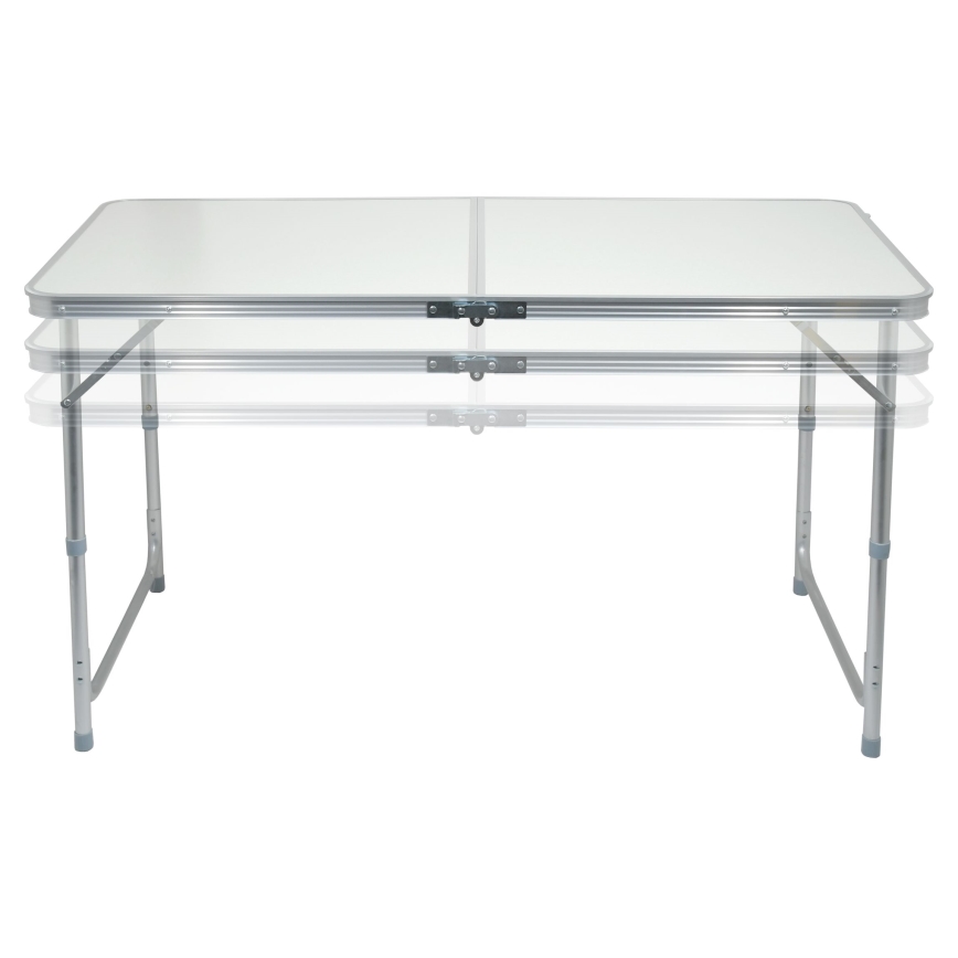 Sulankstomas stovyklavimo stalas + 4x kėdė balta/matinis chromas