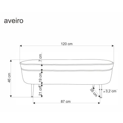 Suoliukas su sandėliavimo vieta AVEIRO 46x120 cm balta