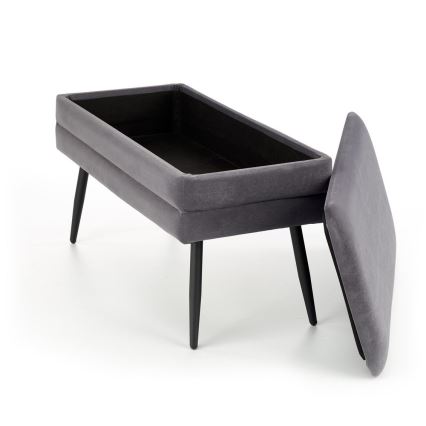 Suoliukas su sandėliavimo vieta VELVA 37x78 cm pilka