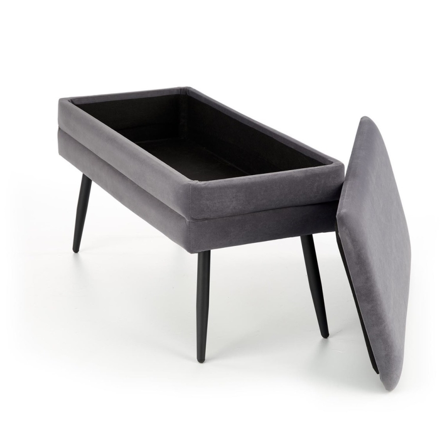 Suoliukas su sandėliavimo vieta VELVA 37x78 cm pilka