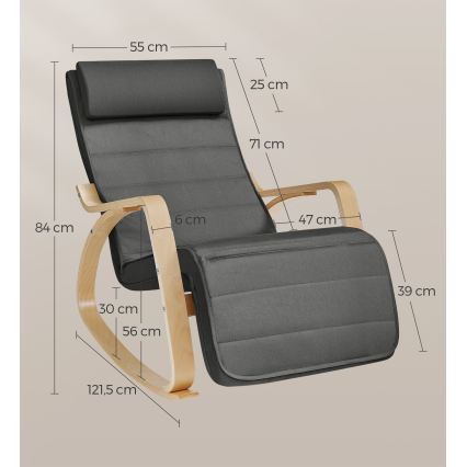 Sūpuojamasis krėslas RESTLY tamsiai pilkas