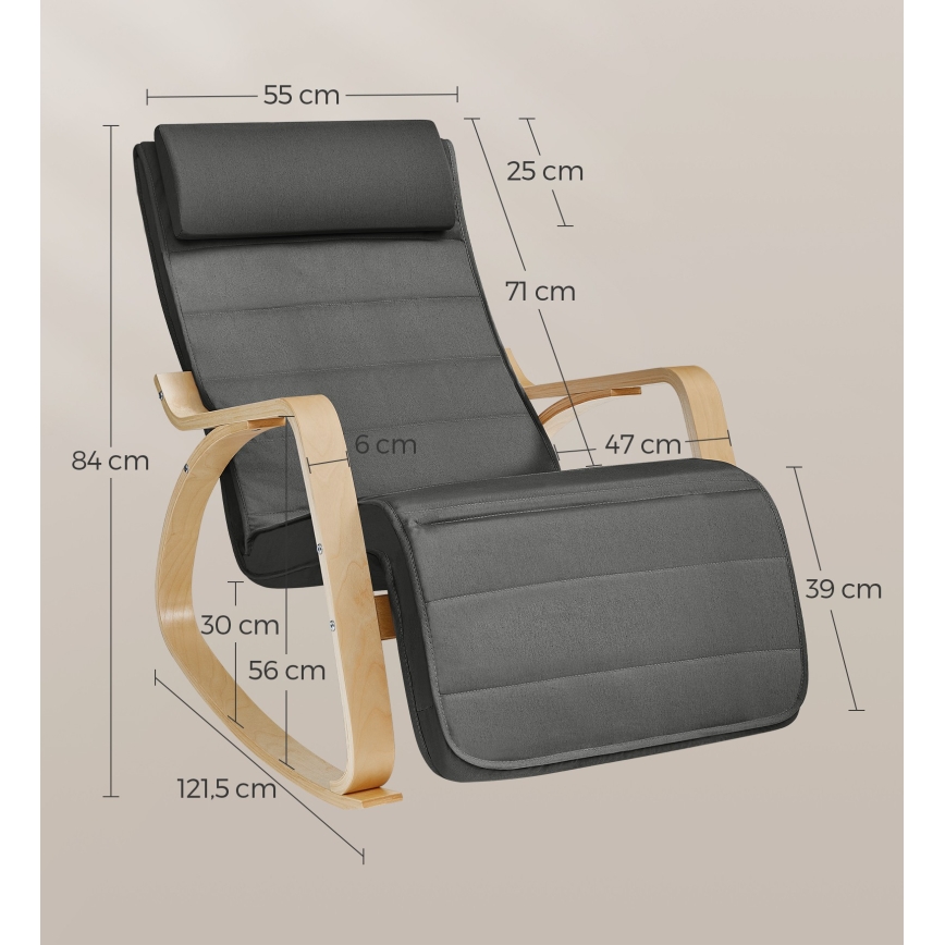 Sūpuojamasis krėslas RESTLY tamsiai pilkas