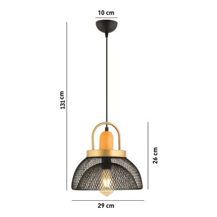Svetimas MONZA 1xE27/40W/230V skersmuo 29 cm juoda/aukso