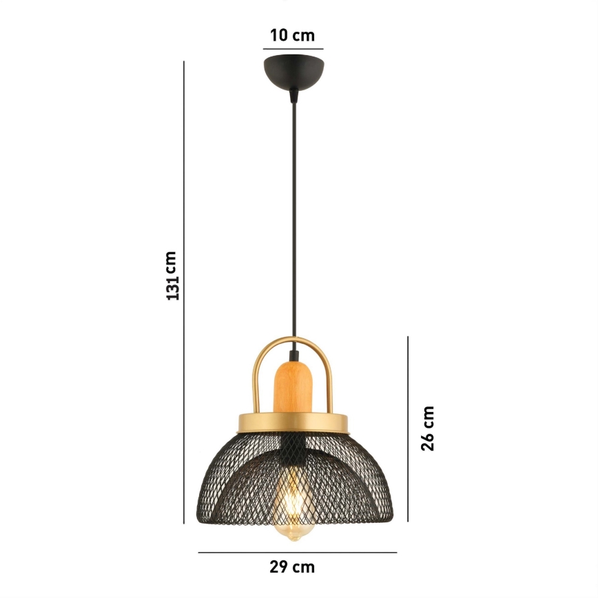 Svetimas MONZA 1xE27/40W/230V skersmuo 29 cm juoda/aukso
