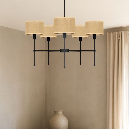 Šviestuvas su strypu MADELA 5xE14/40W/230V džiutas/juoda