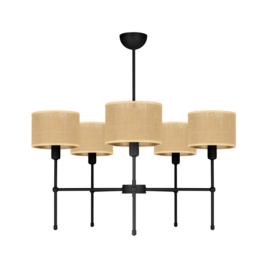 Šviestuvas su strypu MADELA 5xE14/40W/230V džiutas/juoda