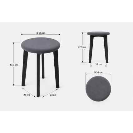 Taburetė KUBE skersmuo 36 cm juoda/antracitas