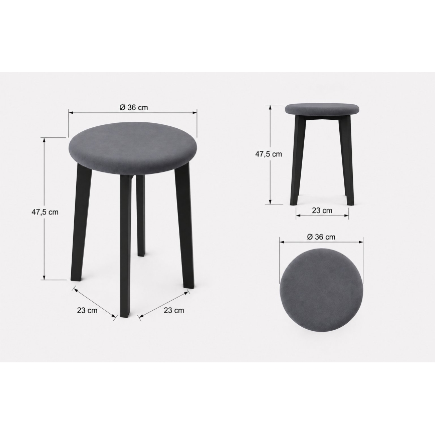 Taburetė KUBE Ø 36 cm balta/pilka