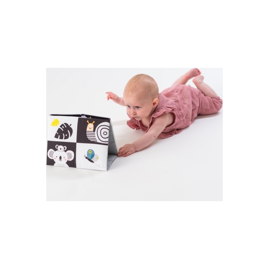 Taf Toys - Vaikiška tekstilinė knygelė su veidrodžiu juoda
