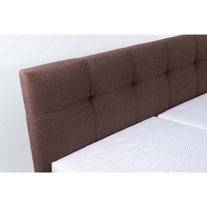 Tapiceruota lova MARIA 180x200 cm su čiužiniu ir patalynės dėže, ruda