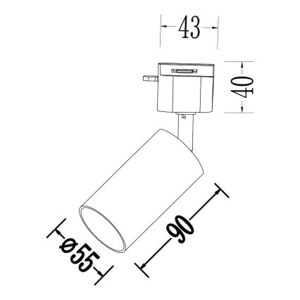 Taškinis šviestuvas 1 fazės bėginei sistemai TIGER 1xGU10/10W/230V, baltas