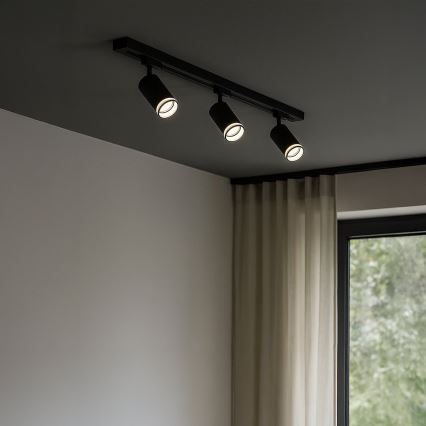 Taškinis šviestuvas 1 fazės bėginės sistemos PIPE, 1xGU10/10W/230V, juodas